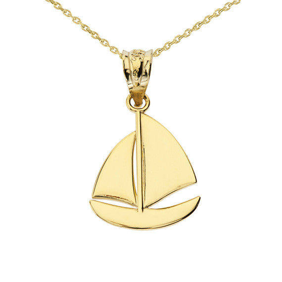 Sail Boat Pendant Necklace(Available in Yellow/Rose/White Gold)