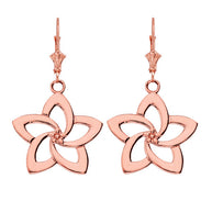 Gold Flower Hawaiian Plumeria Leverback Earrings (Available in Yellow/Rose/White Gold)