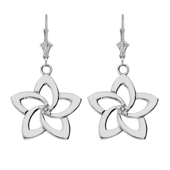 Gold Flower Hawaiian Plumeria Leverback Earrings (Available in Yellow/Rose/White Gold)