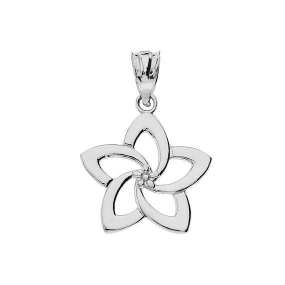 .925 Sterling Silver Flower Hawaiian Plumeria Pendant Necklace