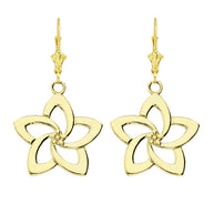 Gold Flower Hawaiian Plumeria Leverback Earrings (Available in Yellow/Rose/White Gold)