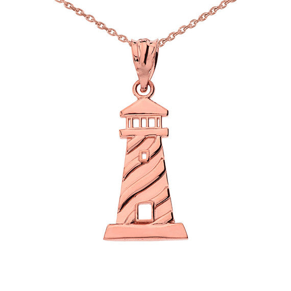 Gold Lighthouse Pendant Necklace (Available in Yellow/Rose/White Gold)