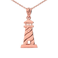 Gold Lighthouse Pendant Necklace (Available in Yellow/Rose/White Gold)