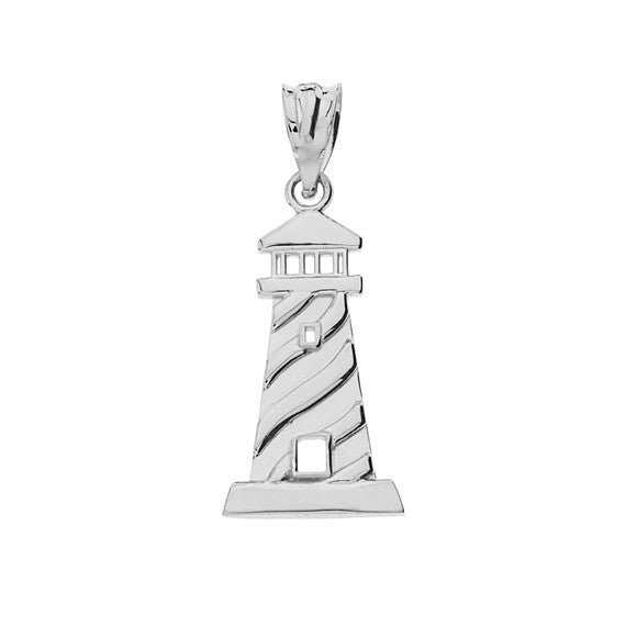 .925 Sterling Silver Lighthouse Pendant Necklace