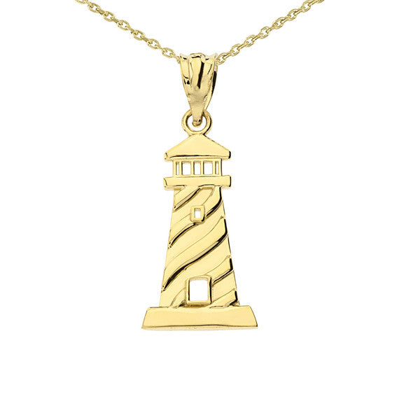 Gold Lighthouse Pendant Necklace (Available in Yellow/Rose/White Gold)