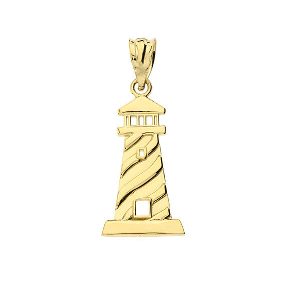 Gold Lighthouse Pendant Necklace (Available in Yellow/Rose/White Gold)