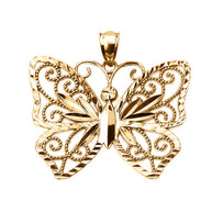 Gold Filigree Butterfly Pendant Necklace(Available In Yellow/Rose/White Gold)