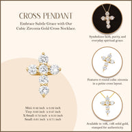 Gold Dainty Cross Necklace with Cubic Zirconia (Available in Size Mini-Small & Yellow Gold, Rose Gold, White Gold)