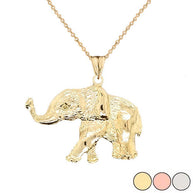 Gold Elephant Lucky Pendant Necklace (Available in Yellow/Rose/White Gold)