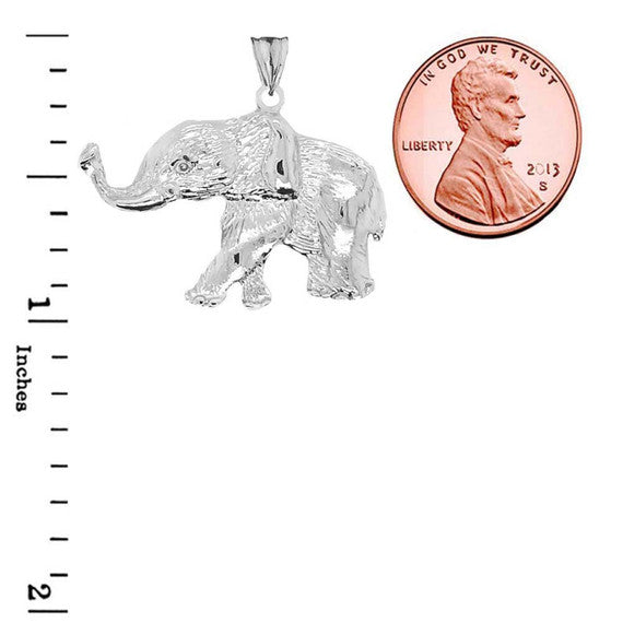 .925 Sterling Silver Elephant Lucky Pendant Necklace
