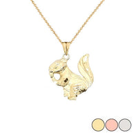 Squirrel Pendant Necklace In Gold (Yellow/Rose/White)