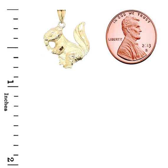 Squirrel Pendant Necklace In Gold (Yellow/Rose/White)