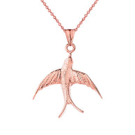 Gold Bird Pendant Necklace (Available in Yellow/Rose/White Gold)