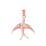 Gold Bird Pendant Necklace (Available in Yellow/Rose/White Gold)