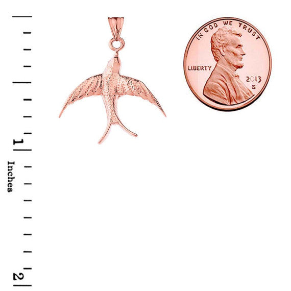 Gold Bird Pendant Necklace (Available in Yellow/Rose/White Gold)