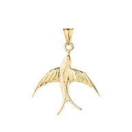 Gold Bird Pendant Necklace (Available in Yellow/Rose/White Gold)