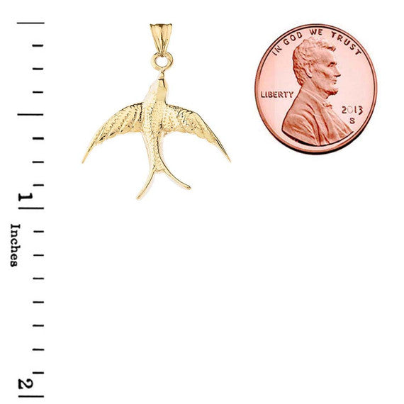 Gold Bird Pendant Necklace (Available in Yellow/Rose/White Gold)