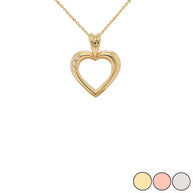 Gold Heart Diamond Pendant Necklace (Available in Yellow/Rose/White Gold)