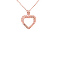Gold Heart Diamond Pendant Necklace (Available in Yellow/Rose/White Gold)