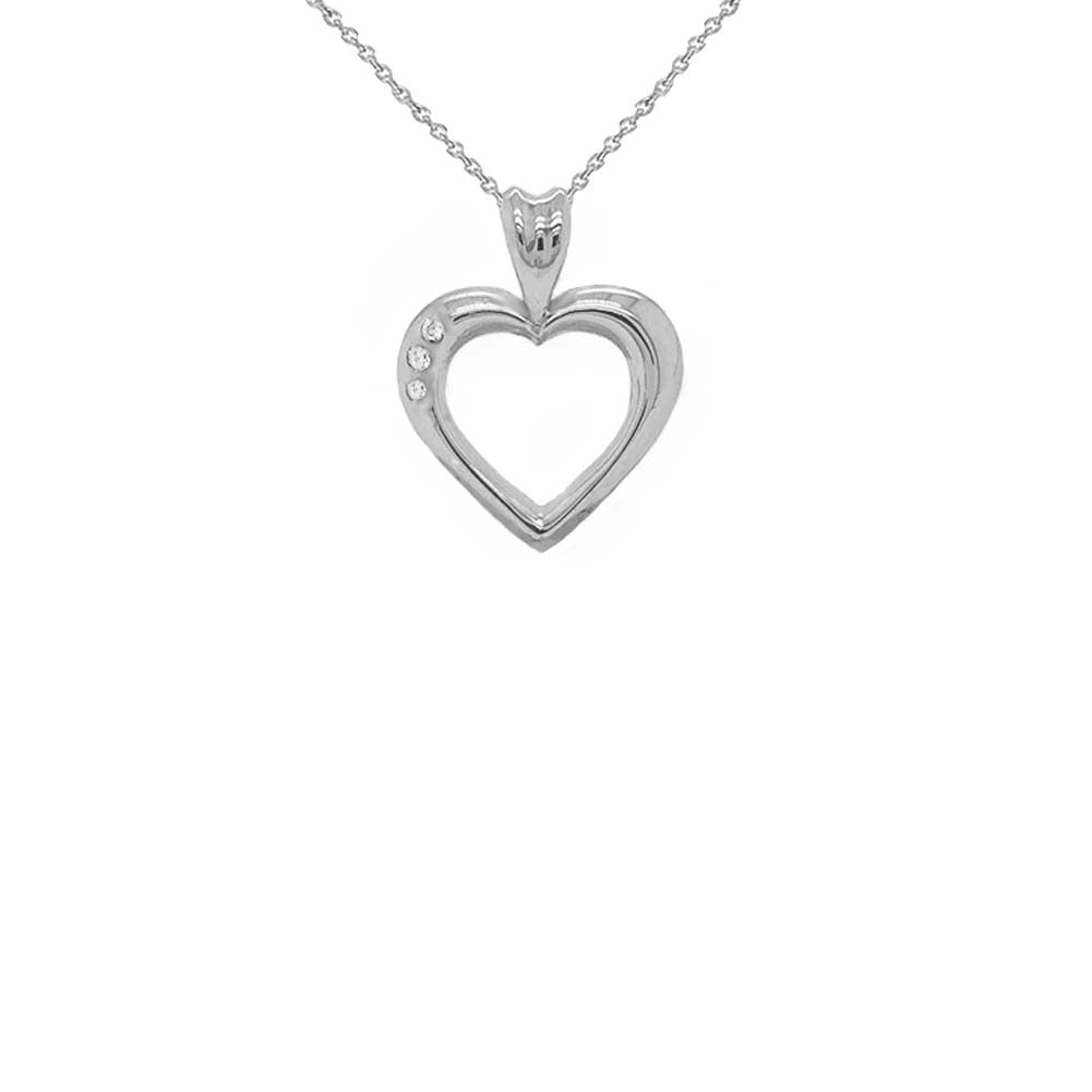 Gold Heart Diamond Pendant Necklace (Available in Yellow/Rose/White Gold)