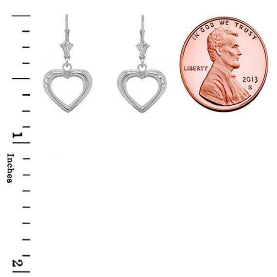 3-Stone Diamond Open Heart Leverback Earrings (Available in Yellow/Rose/White Gold)