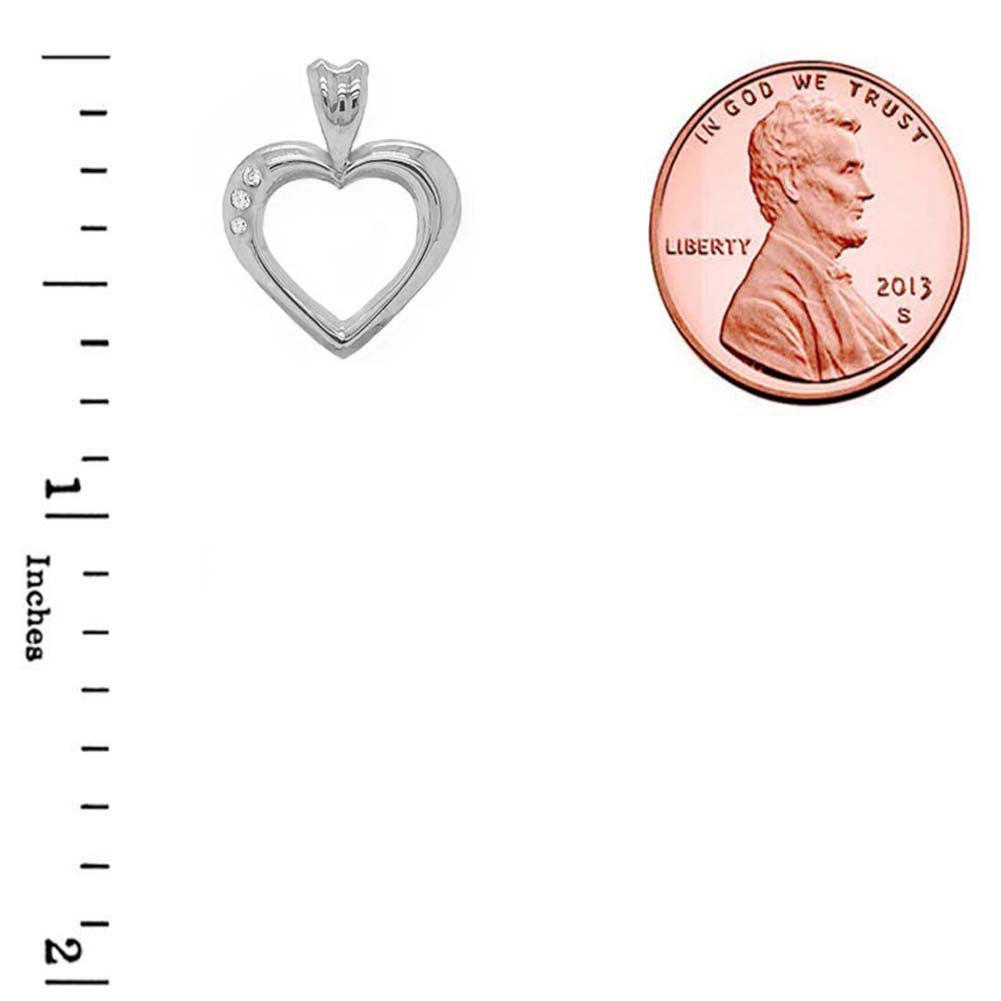.925 Sterling Silver Heart Diamond Pendant Necklace