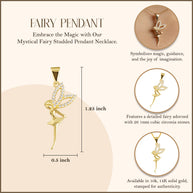 Gold Mystical Fairy Studded Pendant Necklace (Available in Yellow/Rose/White Gold)