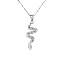 Serpent Snake Pendant Necklace in Sterling Silver