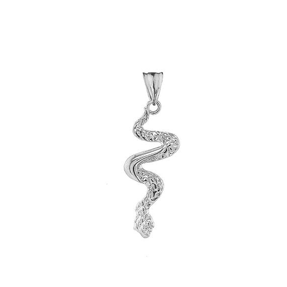 Serpent Snake Pendant Necklace in Sterling Silver