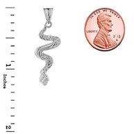Serpent Snake Pendant Necklace in Sterling Silver