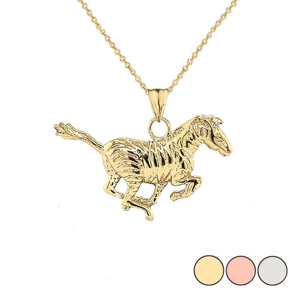 Gold Zebra Pendant Necklace (Yellow/Rose/White Gold)