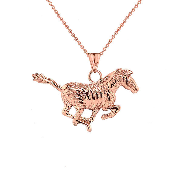 Gold Zebra Pendant Necklace (Yellow/Rose/White Gold)