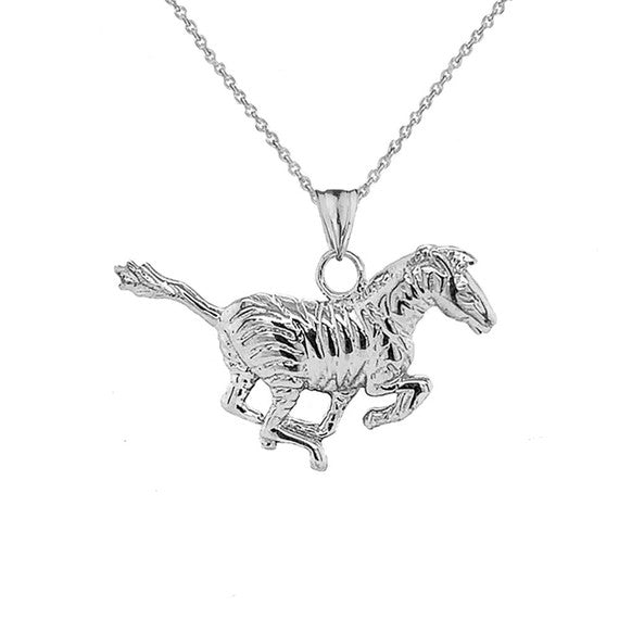 .925 Sterling Silver Zebra Pendant Necklace