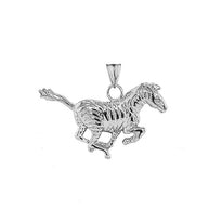 .925 Sterling Silver Zebra Pendant Necklace