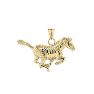 Gold Zebra Pendant Necklace (Yellow/Rose/White Gold)