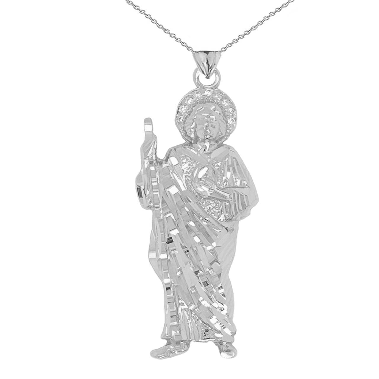 Gold Diamond Saint Jude Pendant Necklace (Available in Yellow/Rose/White)