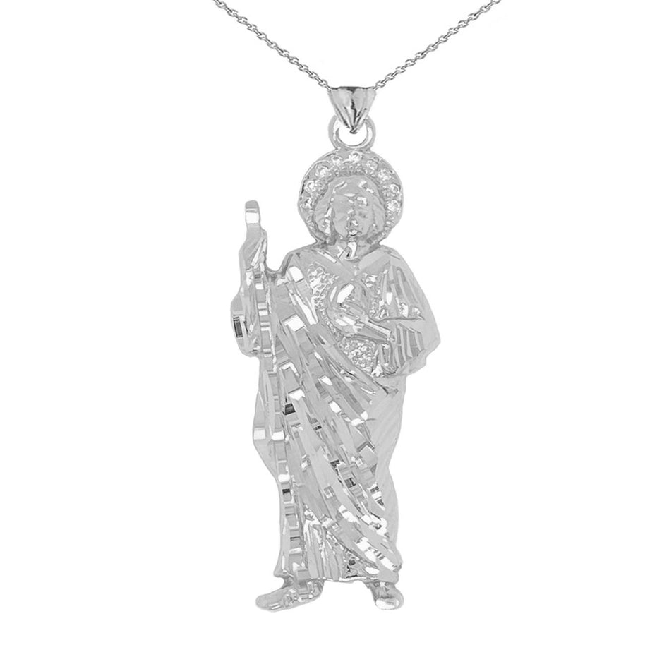 Gold Diamond Saint Jude Pendant Necklace (Available in Yellow/Rose/White)