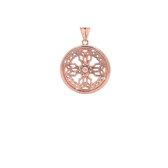 Solid Gold Celtic Knot Cross Shield Pendant Necklace(Small)(Available in Yellow/Rose/White Gold)
