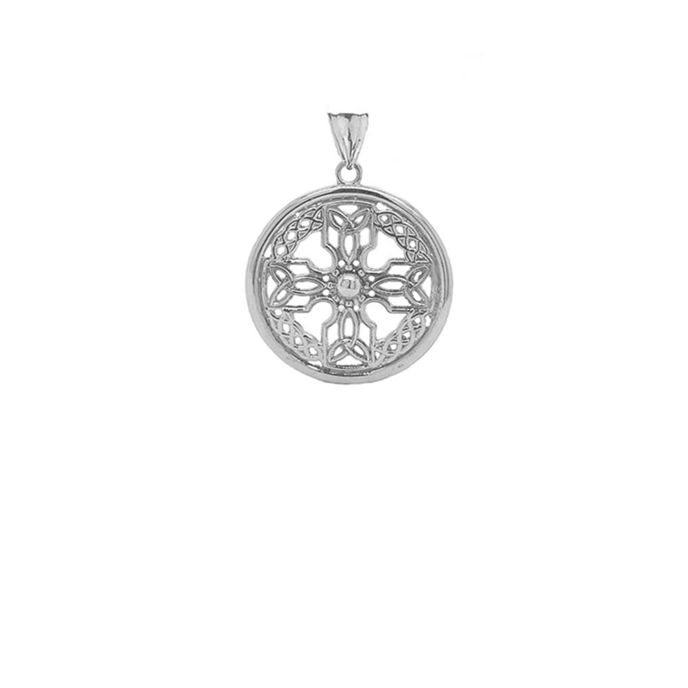 Solid Gold Celtic Knot Cross Shield Pendant Necklace(Small)(Available in Yellow/Rose/White Gold)