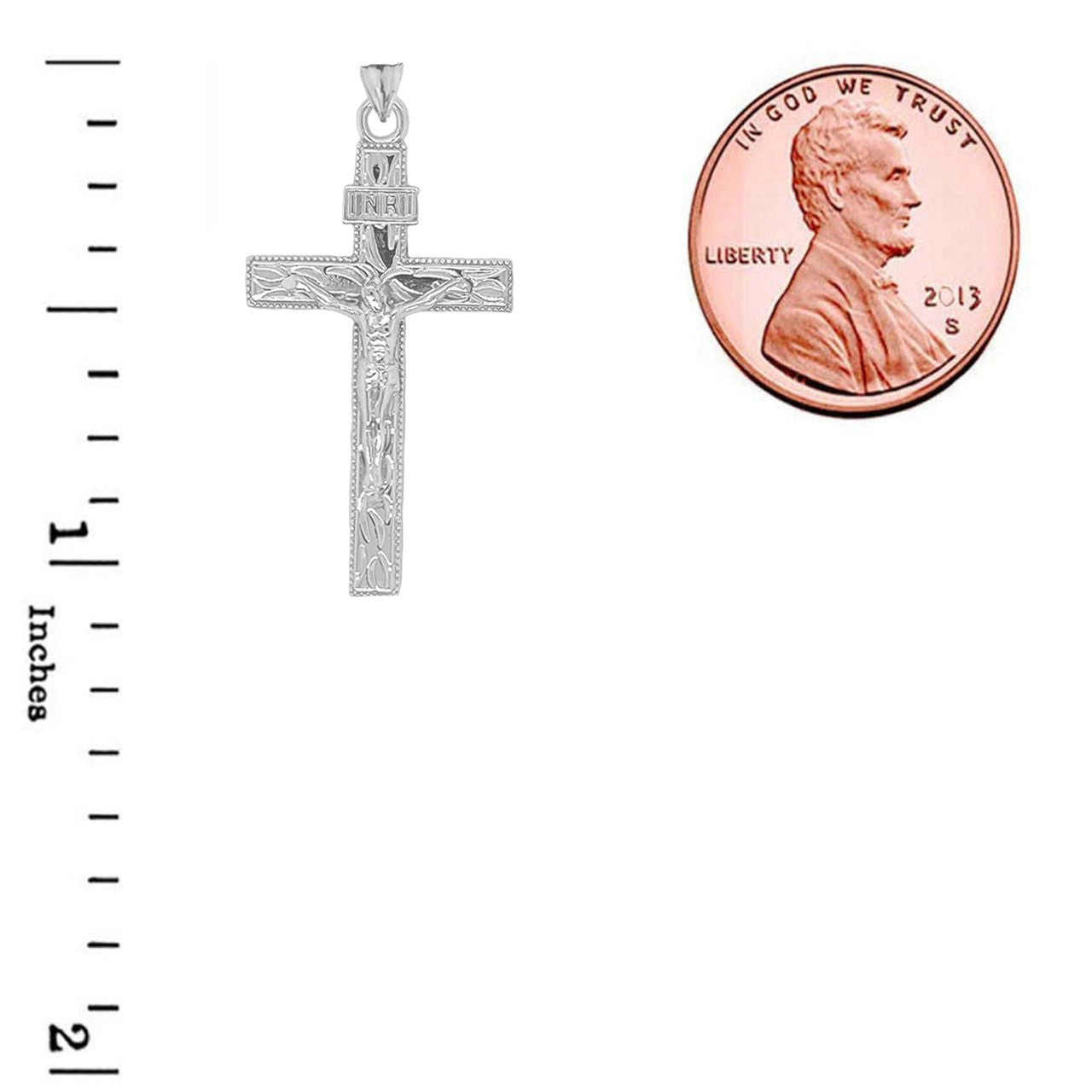 Jesus Christ INRI Crucifix Cross Pendant Necklace in Sterling Silver S/L