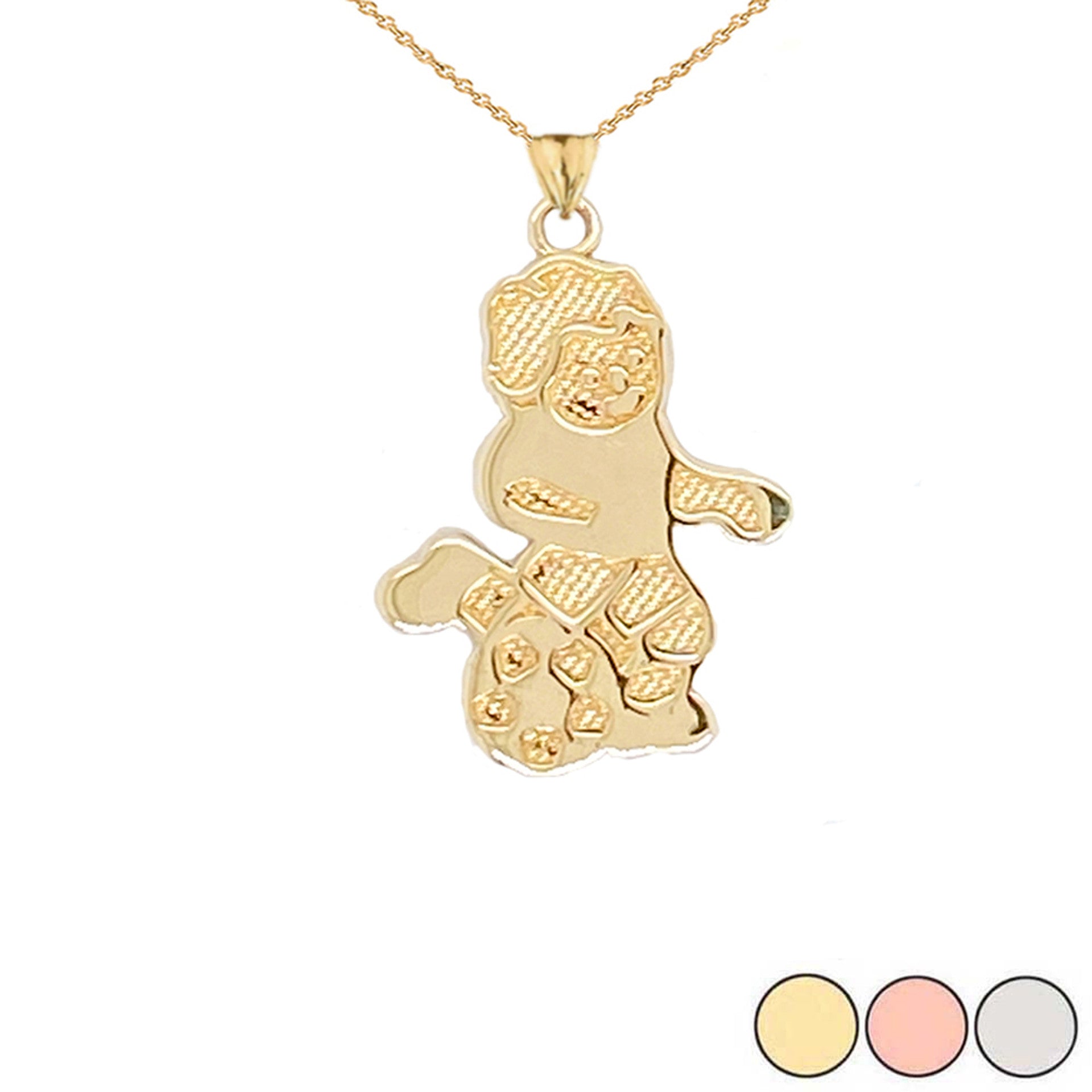 Soccer Boy Sports Charm Pendant Necklace in Gold (Yellow/Rose/White)