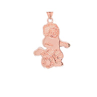 Soccer Boy Sports Charm Pendant Necklace in Gold (Yellow/Rose/White)