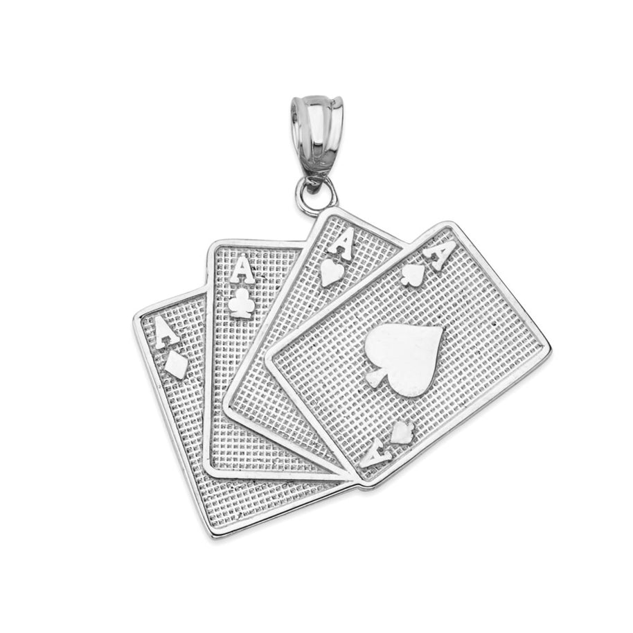 Four of a Kind Aces Card Pendant Necklace in Sterling Silver