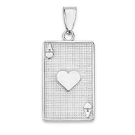 Ace of Hearts Card Pendant Necklace in Sterling Silver