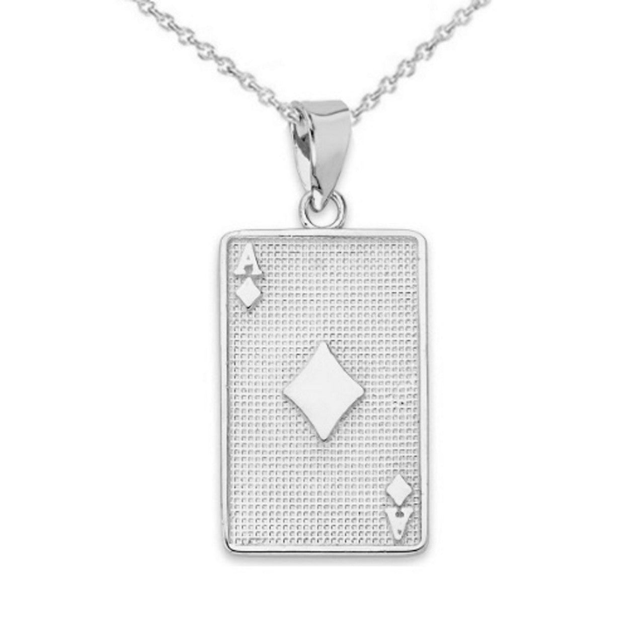 Ace of Diamonds Card Pendant Necklace in Sterling Silver
