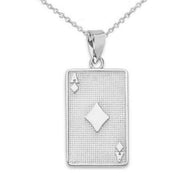 Ace of Diamonds Card Pendant Necklace in Sterling Silver