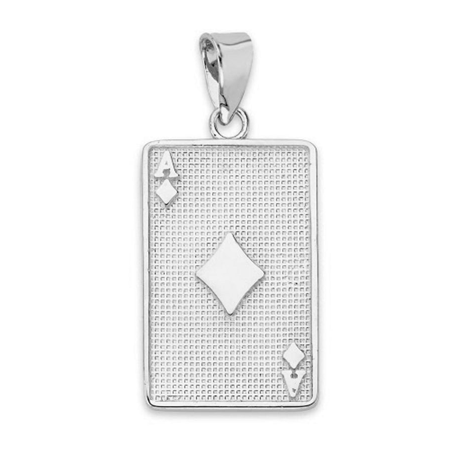 Ace of Diamonds Card Pendant Necklace in Sterling Silver