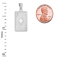 Ace of Diamonds Card Pendant Necklace in Sterling Silver