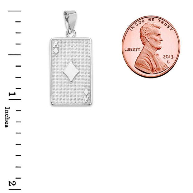 Ace of Diamonds Card Pendant Necklace in Sterling Silver