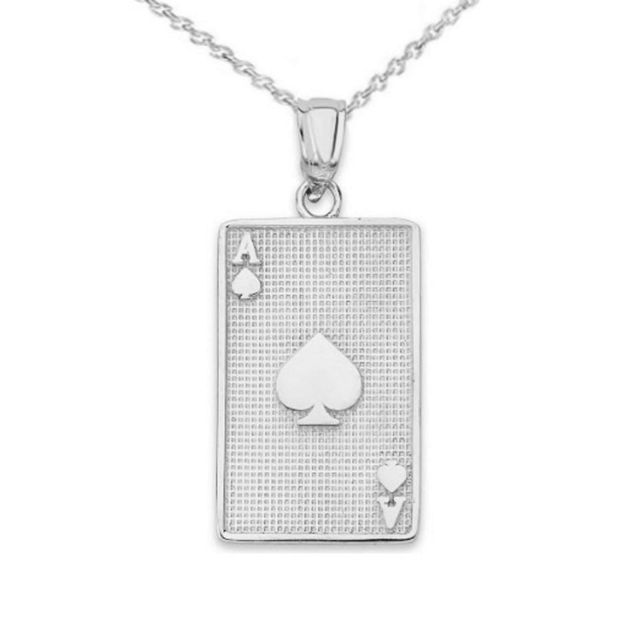 Ace of Spades Card Pendant Necklace in Sterling Silver